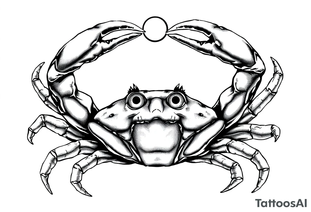 A king crab with the cancer zodiac visual and Huge eyes anti gov tattoo idea