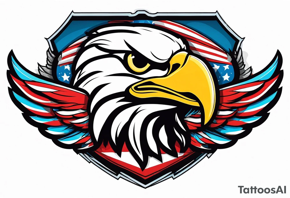 Cartoon eagle with an American football tattoo idea