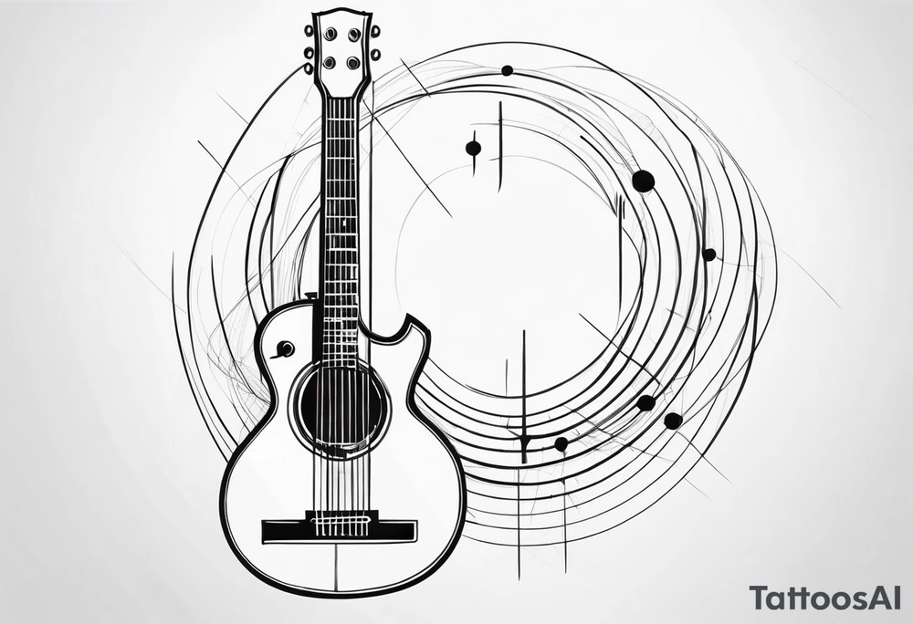 Eléctric guitar sound with lines abstrac croos tattoo idea