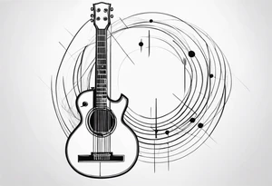 Eléctric guitar sound with lines abstrac croos tattoo idea