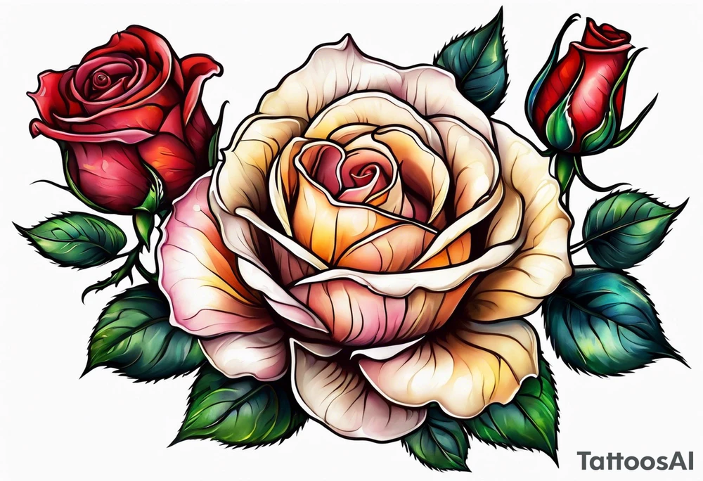 Romantic rose tattoo idea