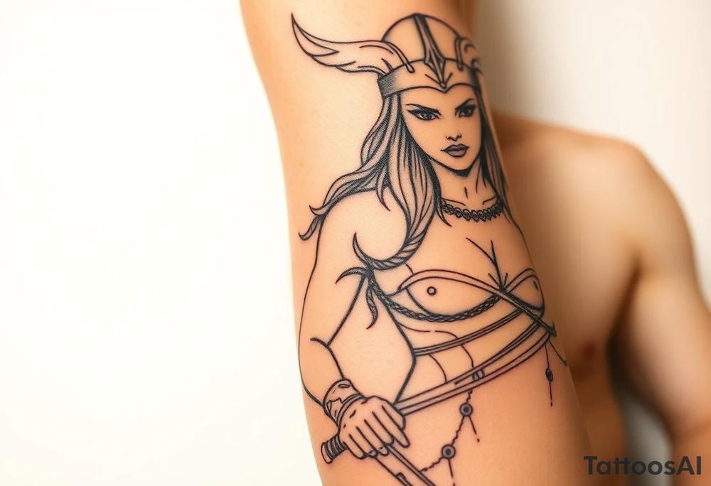 Viking goddess warrior full body sexy tattoo idea