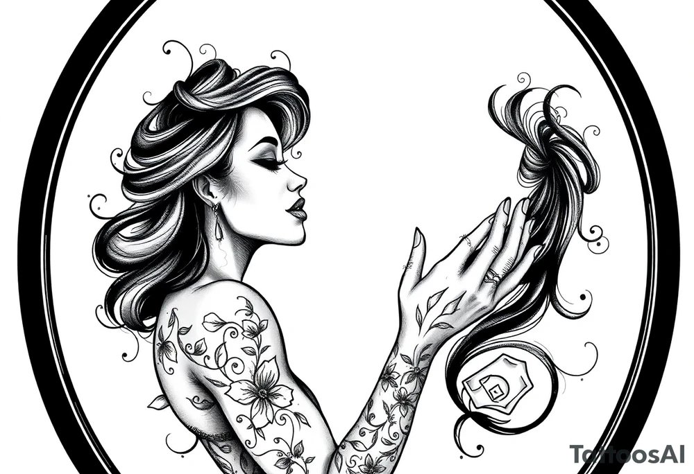 black woman loving herself in the mirror tattoo idea