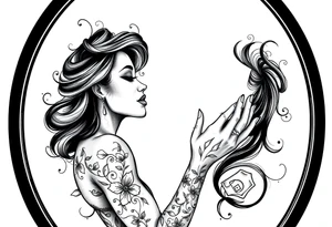 black woman loving herself in the mirror tattoo idea
