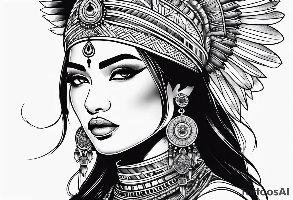 Girl indian chinese tattoo idea