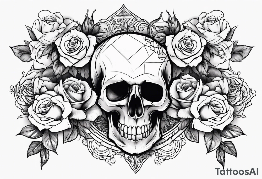 skull and roses tattoo idea