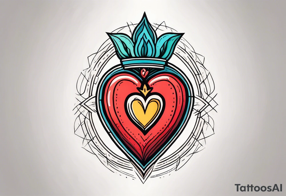 sacred heart traditonal vintage tattoo colorful tattoo idea