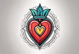 sacred heart traditonal vintage tattoo colorful tattoo idea
