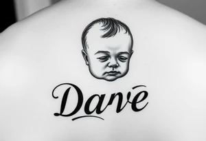 echo of baby with name Dave tattoo idea