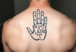 Finger Print That Says 1NE OF A KIND in the middle tattoo idea