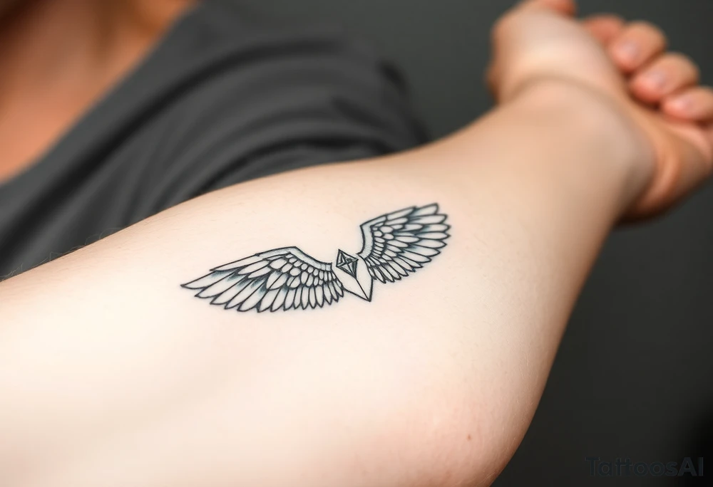 Forearm “gold” kintsugi wing tattoo idea