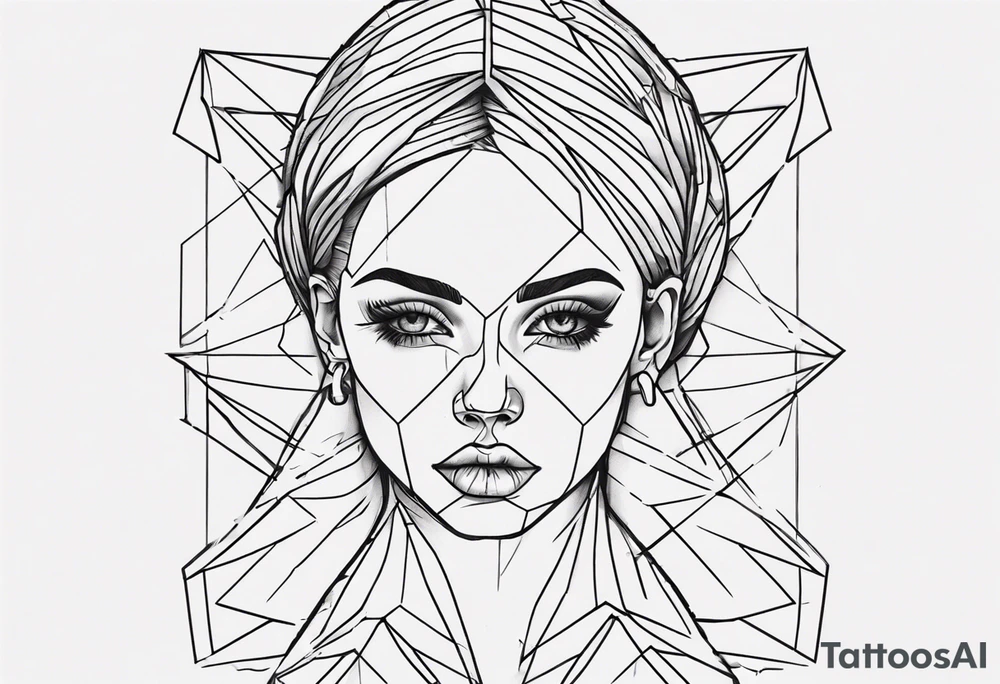 Woman portrait outlined tattoo idea