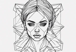 Woman portrait outlined tattoo idea