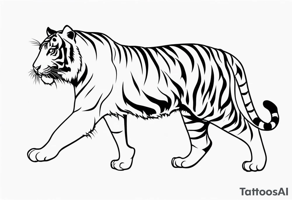 Tiger walking tattoo idea