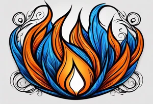 Blue and orange flame that has a half square thin line border. Make it as small as possible. The tattoo should be the size of a half dollar coin. tattoo idea