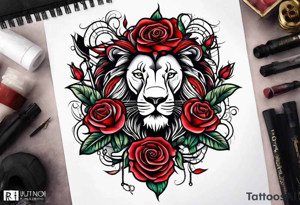 Rose and a lions tattoo idea