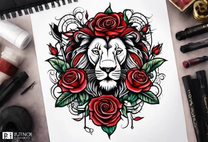 Rose and a lions tattoo idea