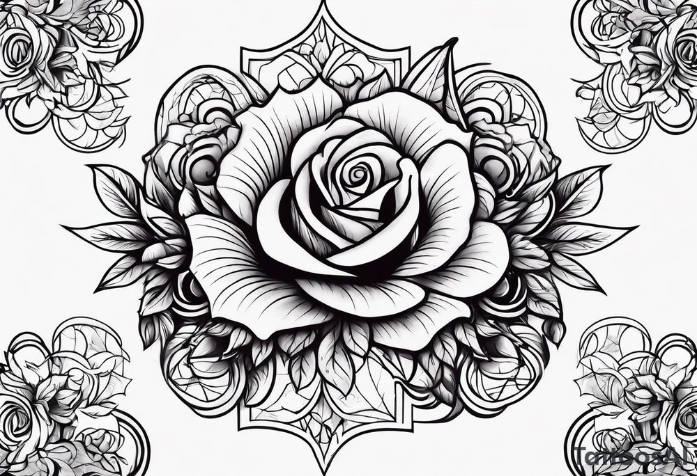 Flames,rose, the symbol of Lucifer tattoo idea