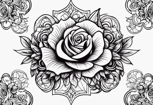 Flames,rose, the symbol of Lucifer tattoo idea