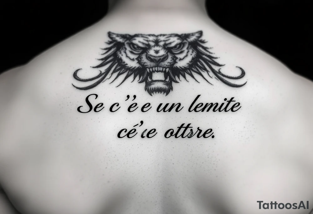 scritta sotto il pettorale “Se c’è un limite c’è un oltre” tattoo idea
