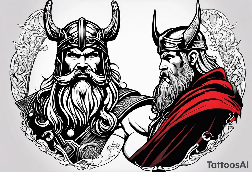 Thor with an Atheist "A" in the background tattoo idea