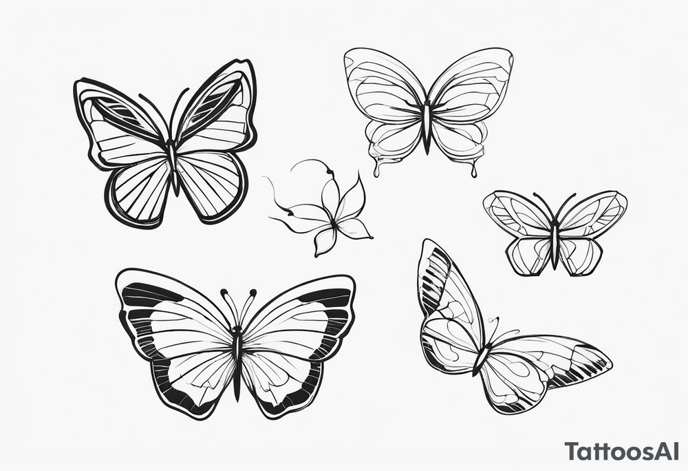 3 fine line butterflies tattoo idea