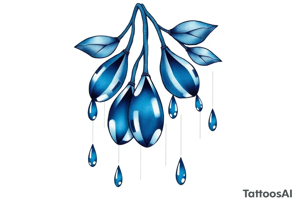 blue rain drops tattoo idea