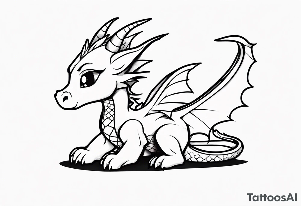 Minimalist chibi dragon tattoo tattoo idea