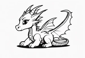 Minimalist chibi dragon tattoo tattoo idea