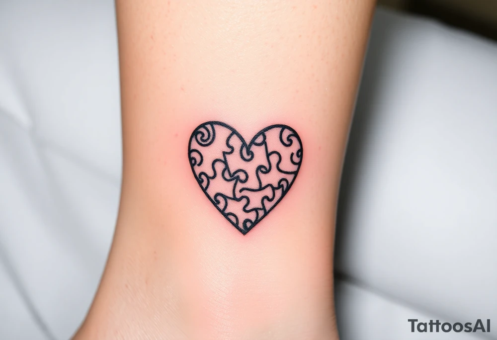 autism heart puzzle shape symbol tattoo idea