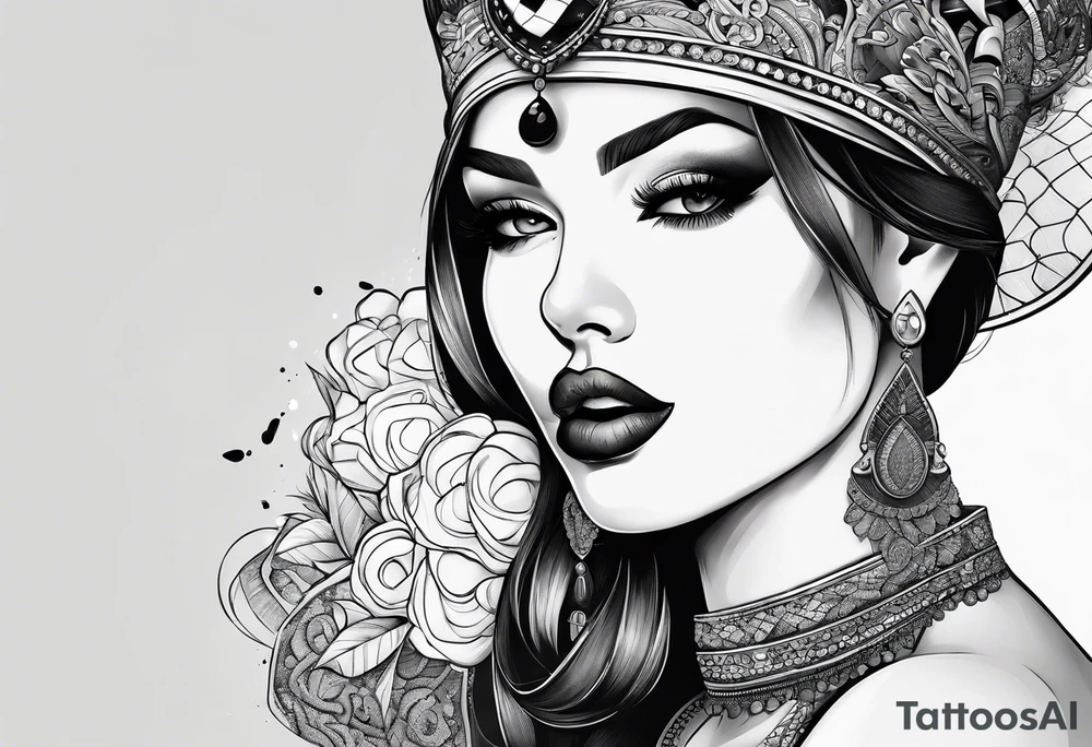 woman with smoke in mouth; poker chips on hand tattoo idea
