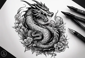 show me a tattoo design where there is a sword and a dragon wrapped around it tattoo idea