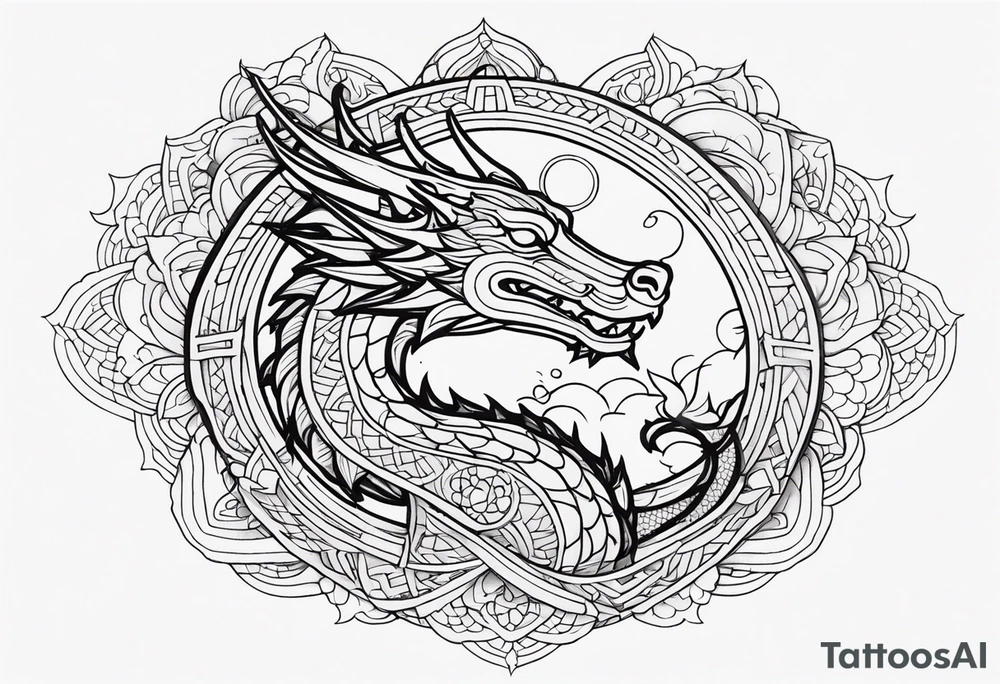 Dragon Wrapped to Mandala tattoo idea