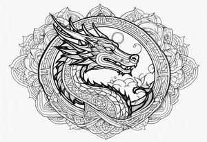 Dragon Wrapped to Mandala tattoo idea