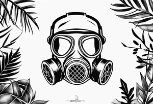 plant stick out from a gasmask tattoo idea
