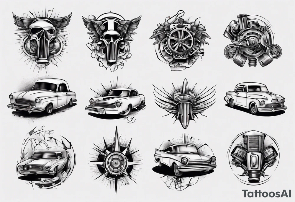 car engine tattoo idea