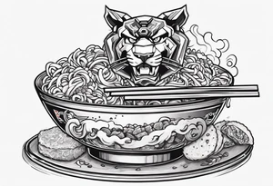 Voltron eating a bowl of ramen and some tacos tattoo idea