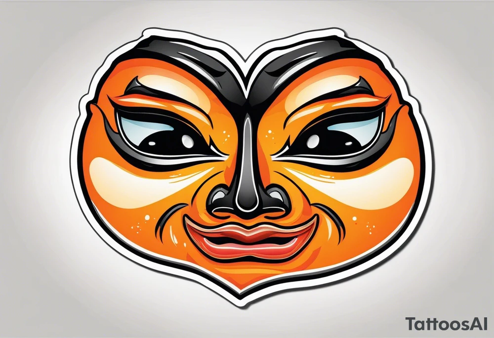 Crying mask that is orange and black tattoo idea