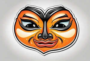 Crying mask that is orange and black tattoo idea