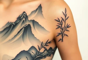 Bamboo in the mountains, Eastern aesthetic consciousness, appropriate blank space, and a sense of design tattoo idea