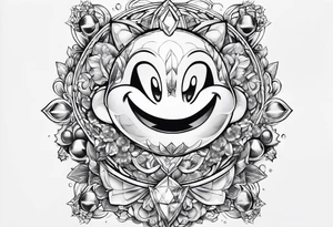 kirby smiling inside a long shinning crystal tattoo idea