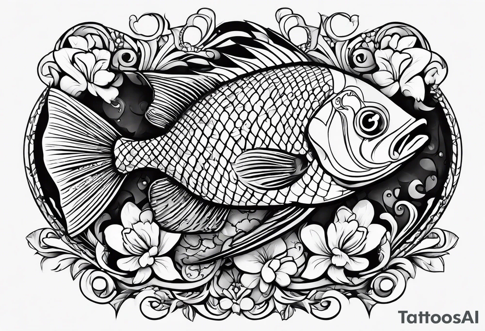 pescado adentro de un corazón tattoo idea