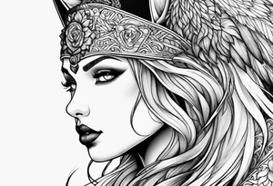 woman and wolf tattoo idea