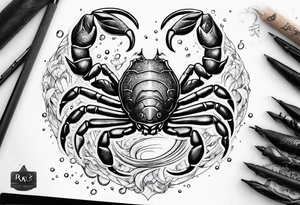 Scorpio zodiac sign with water element surrounding tattoo idea