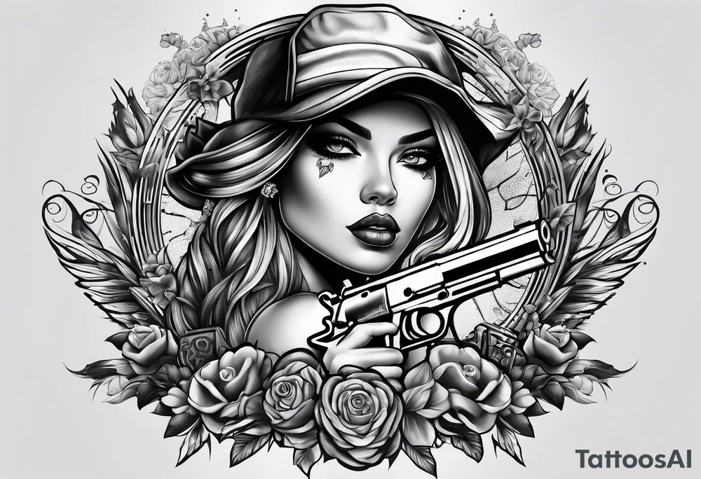 gangsta girl and guns tattoo idea