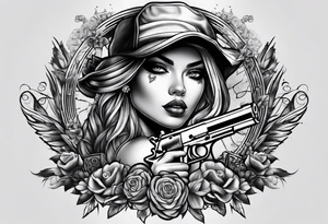 gangsta girl and guns tattoo idea