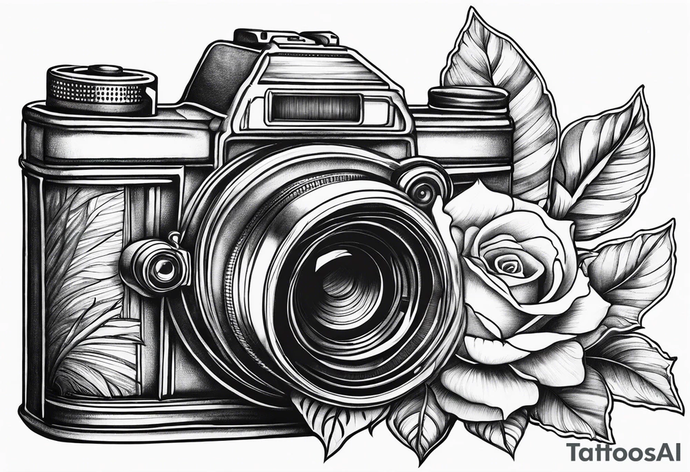 Flower : rose , sunflower, camera, book tattoo idea