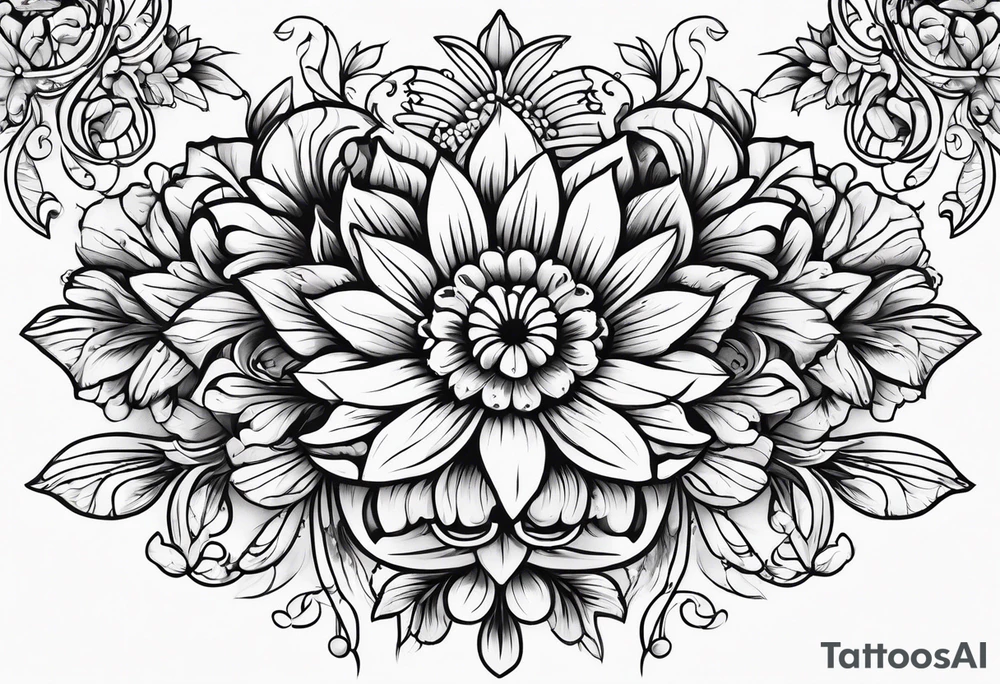 ornaments of flowers tattoo idea