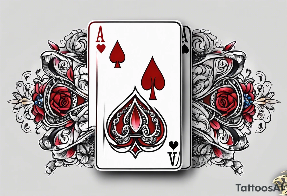 Praying hands in the ace of spade playing card tattoo idea