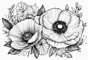 Cosmo flower and poppy flower tattoo idea